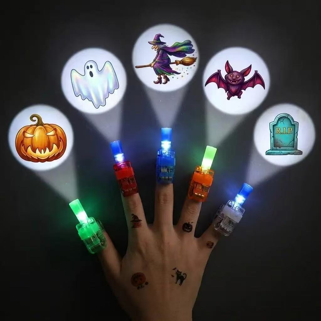 Seasonal preview of finger lights displaying Halloween illustrations